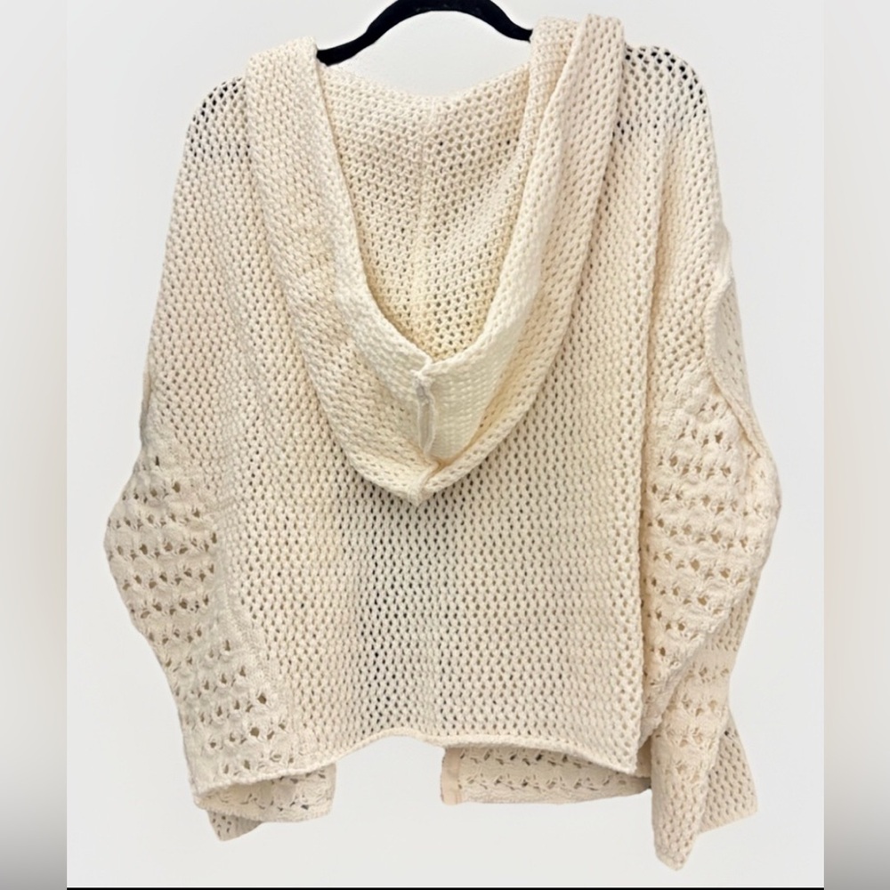 POL Cream Chenille Crochet Zip Up Hoodie - Picture 3 of 8